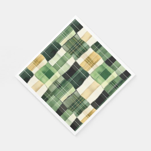 Smaragd-Patchwork-Kariert Serviette (Ecke)