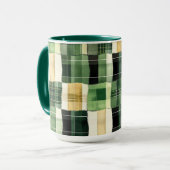 Smaragd-Patchwork-Kariert Tasse (Vorderseite Links)
