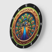 Smaragd-Pfau Strahlendes Erbe Große Wanduhr (Winkel)