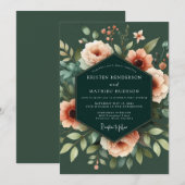 Smaragd-Pfirsich-Chiaroscuro-Hochzeit Einladung (Vorne/Hinten)