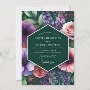 Smaragd-Pflaume Lebendige Flora-Hochzeit Einladung