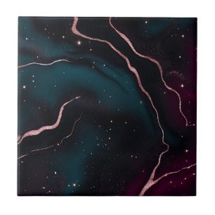 Smaragd-Roségold-Galaxie-Marmor-Muster Fliese