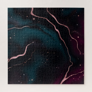 Smaragd-Roségold-Galaxie-Marmor-Muster Puzzle
