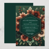 Smaragd-Rost Braut Hochzeit Einladung (Vorne/Hinten)