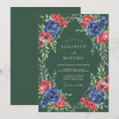 Smaragd-Rubinkranz-Hochzeit Einladung (Vorne/Hinten)