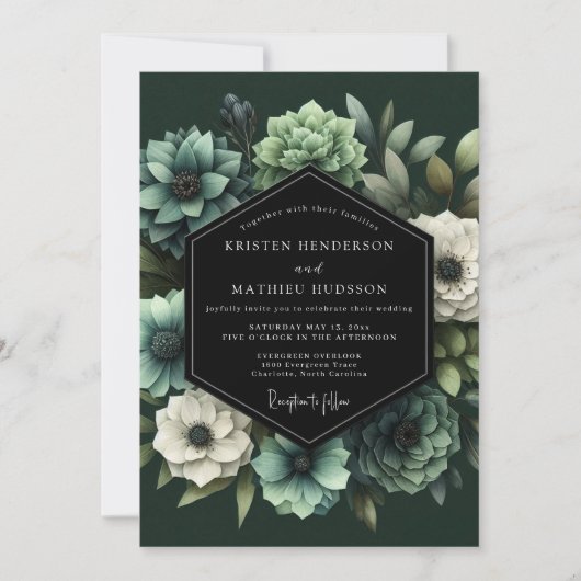 Smaragd-Sage-Vesper-Hochzeit Einladung (Vorderseite)