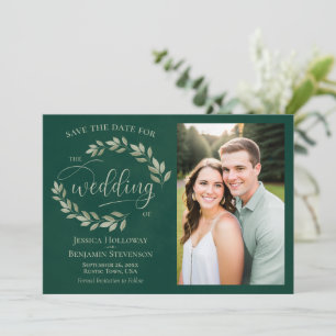 Smaragd- & Salbeigrüne Blätter & Foto Rustikale Ho Save The Date