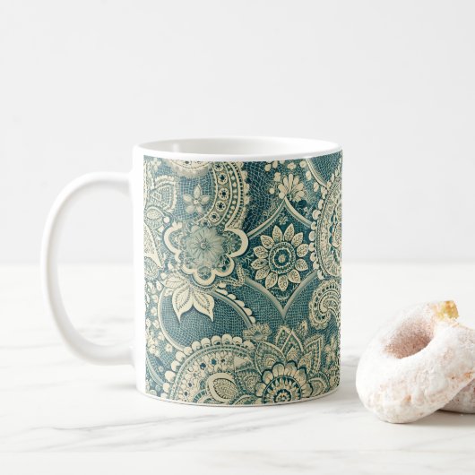Smaragd-Schleifenmedaillon Kaffeetasse (Mit Donut)