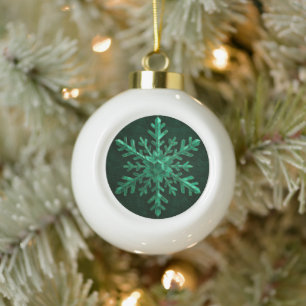 Smaragd-Schneeflocken-Kunst aus Kristall Keramik Kugel-Ornament