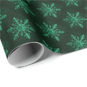 Smaragd-Schneeflocken-Kunst Geschenkpapier (Rolleneckpunkt)