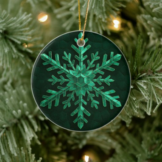 Smaragd-Schneeflocken-Kunst Keramik Ornament (Baum)