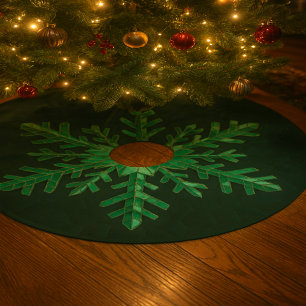 Smaragd-Schneeflocken-Kunst Polyester Weihnachtsbaumdecke