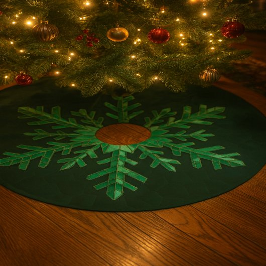 Smaragd-Schneeflocken-Kunst Polyester Weihnachtsbaumdecke