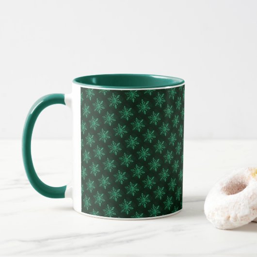 Smaragd-Schneeflocken-Kunst Tasse (Mit Donut)