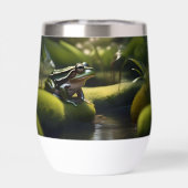 Smaragd Serenität: Ein grüner Frosch am Fluss, (Rückseite)