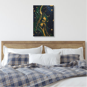 Smaragd-Silhouette unter goldenem Mond Leinwanddruck