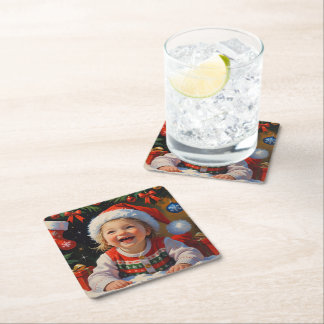Smaragd Simple Niedliche Weihnachtsmann Mädchen Rechteckiger Pappuntersetzer