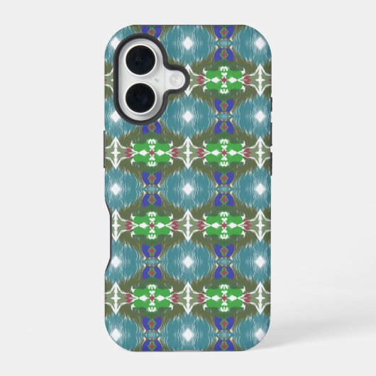 Smaragd-Tiden-Kaleidoskop iPhone 16 Hülle (Rückseite)