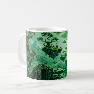Smaragd-Träume Surrealistische Landschaft Grüntöne Kaffeetasse