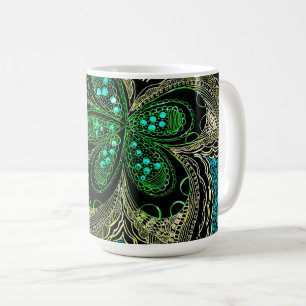Smaragd Türkis Mandala Blumen Dekorative Kunst Tas Kaffeetasse