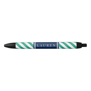 Smaragd- und blaue Streifen-Muster Kugelschreiber