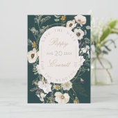 Smaragd- und cremefarbene Mohn-Blumen-Save-The-Dat Save The Date (Stehend Vorderseite)