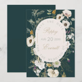 Smaragd- und cremefarbene Mohn-Blumen-Save-The-Dat Save The Date (Vorne/Hinten)