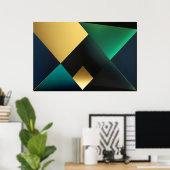 Smaragd- und Gold-Geometrie-Harmonie Poster (Heimbüro)