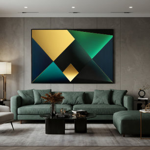 Smaragd- und Gold-Geometrische Harmonie Leinwanddruck