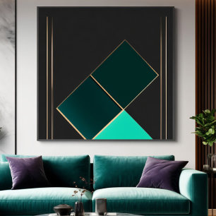 Smaragd- und Gold-Minimalismus Leinwanddruck