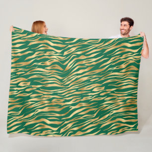 Smaragd und Gold Safari-Serie Design 2 Fleecedecke