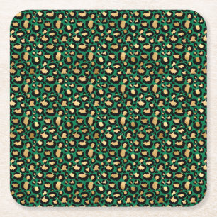 Smaragd- und Gold-Safari-Serie Design 3 Rechteckiger Pappuntersetzer