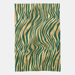 Smaragd- und Gold-Safari-Serie Design 4 Geschirrtuch