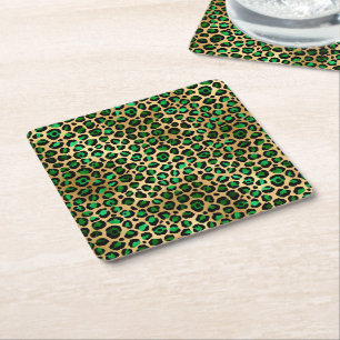 Smaragd- und Gold-Safari-Serien-Design 8 Rechteckiger Pappuntersetzer