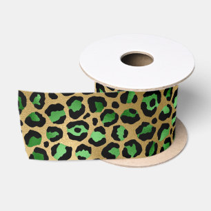 Smaragd- und Gold-Safari-Serien-Design 8 Satinband