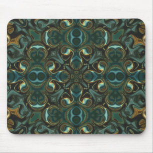 Smaragd- und Gold-Symmetrisches abstraktes Mandala Mousepad