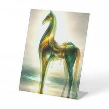 Smaragd- und Goldglas-Pferdeskulptur – Elegant