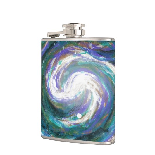 Smaragd und Lila Galaxie Flachmann (Links)