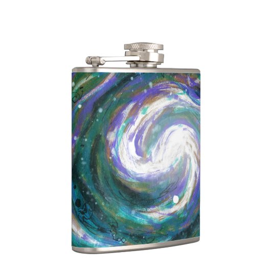 Smaragd und Lila Galaxie Flachmann (Rechts)