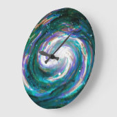 Smaragd und Lila Galaxie Große Wanduhr (Winkel)