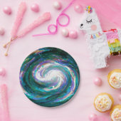 Smaragd und Lila Galaxie Pappteller (Party)