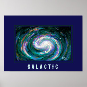 Smaragd und Lila Galaxie Poster