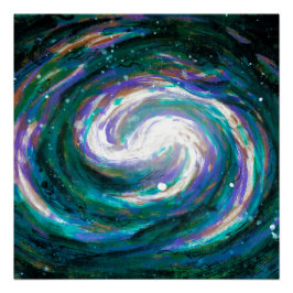 Smaragd und Lila Galaxie Poster