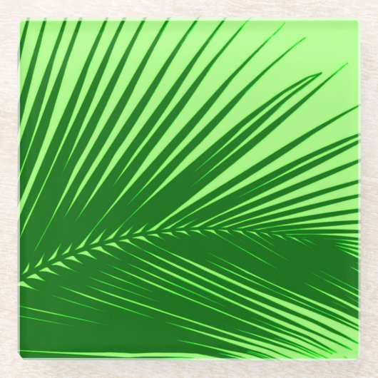 Smaragd- und Limones Grün des Palmblattes - Glasuntersetzer (Vorderseite)