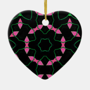Smaragd- und Rosa-Kaleidoskop Keramik Ornament