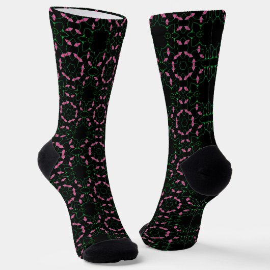 Smaragd- und Rosa-Kaleidoskop Socken (Gewinkelt)