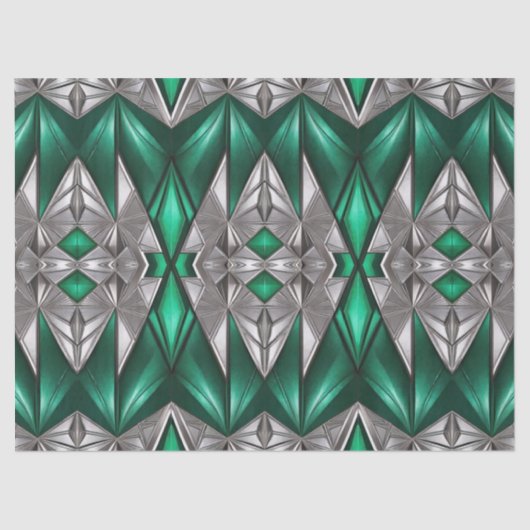 Smaragd und silber modernes Muster Seidenpapier (Vorderseite)