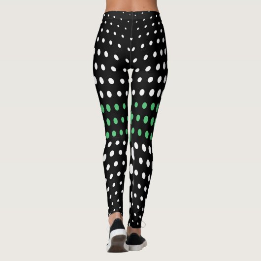 Smaragd und White Polka Dot Pattern Leggings (Rückseite)