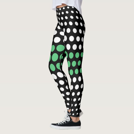 Smaragd und White Polka Dot Pattern Leggings (Links)