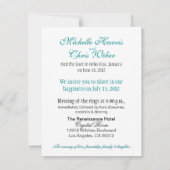 Smaragd wässert Empfangs-Karte (Jamaika) Einladung (Rückseite)